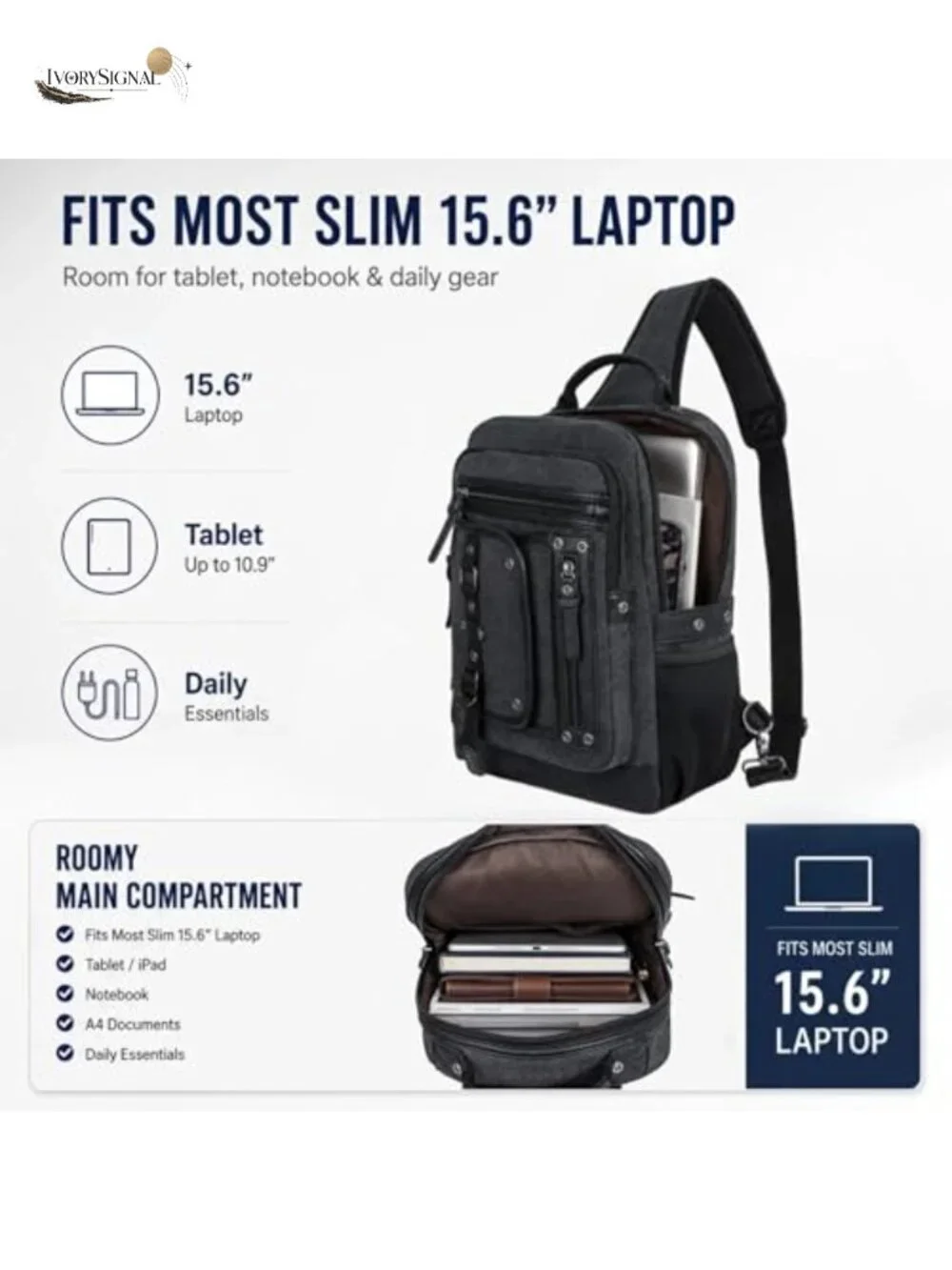 Canvas Laptop Messenger Bag Men Retro Crossbody Sling